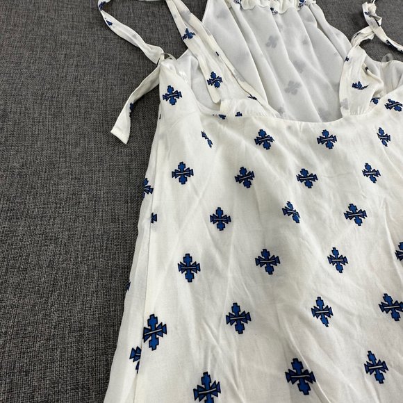 Lulu's‎ Mini Dress Relaxed Fit Blue & Ivory Sleeveless Small Lined Lightweight - Picture 12 of 15